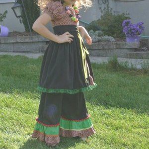 Girls Halloween Big Ruffle Pants Set Costume Pageant